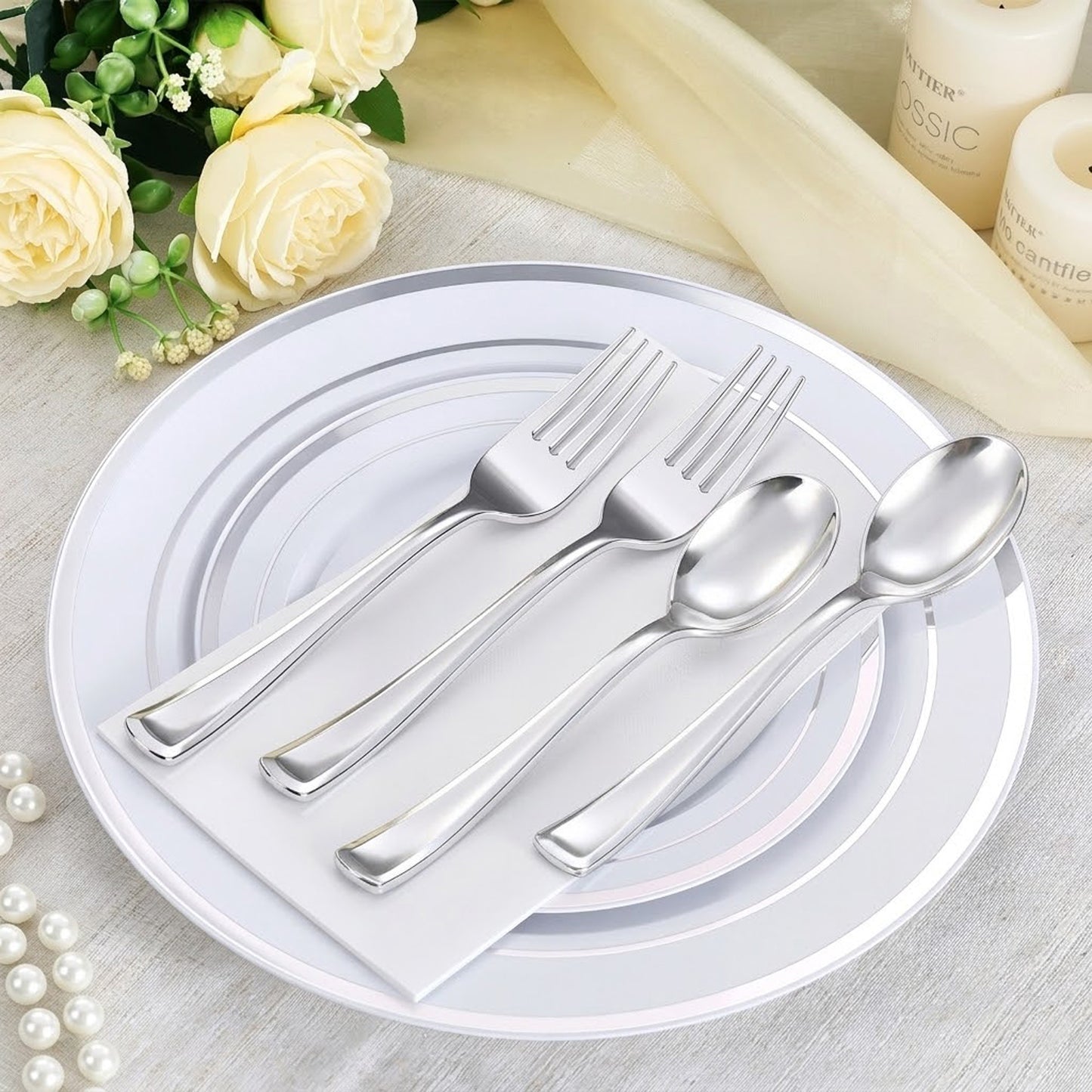 Disposable Heavy Duty Spoons and Forks for Parties, Weddings, Catering, and Dinners