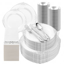 Goodluck 350PCS Disposable Silver Plastic Dinnerware Set for Party & Wedding