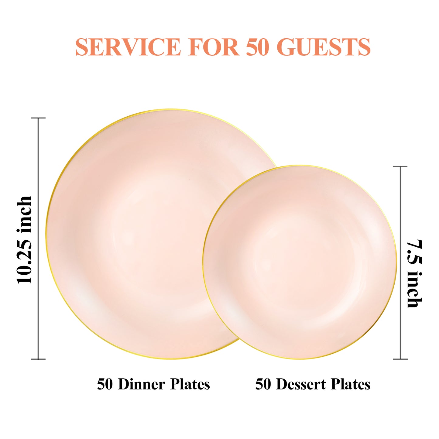 Goodluck 100PCS Disposable Pink Gold Plastic Plates for Party, Wedding, and Graduation