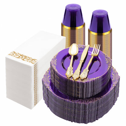 Disposable Retro Dinnerware Set for Party, Wedding