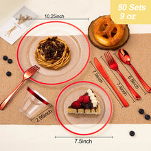 Goodluck 350PCS Disposable Red and Clear Plastic Dinnerware Sets for 50 Guests