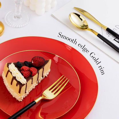 Goodluck 100PCS Disposable Red Plastic Plates for Party, Graduation