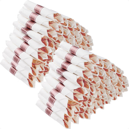 Goodluck Fancy Disposable Pre-Rolled Rose Gold Plastic Silverware for Party, Wedding