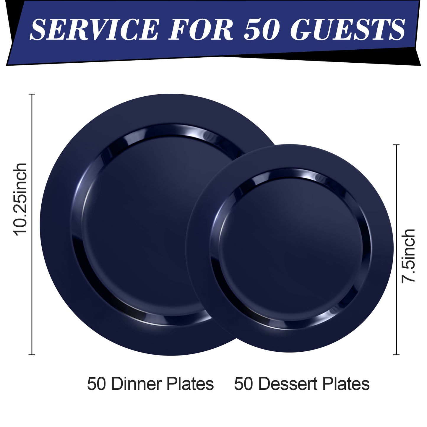 Goodluck 100PCS Disposable Blue Plastic Plates for Party, Wedding, and Dinner