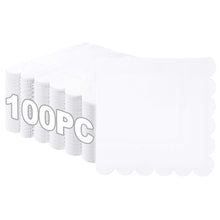 100-Pack 2-Ply 5 x 5 Inches Scalloped Disposable Napkins for Wedding, Birthday, Valentine's Day, and Baby Christening Party Decorations