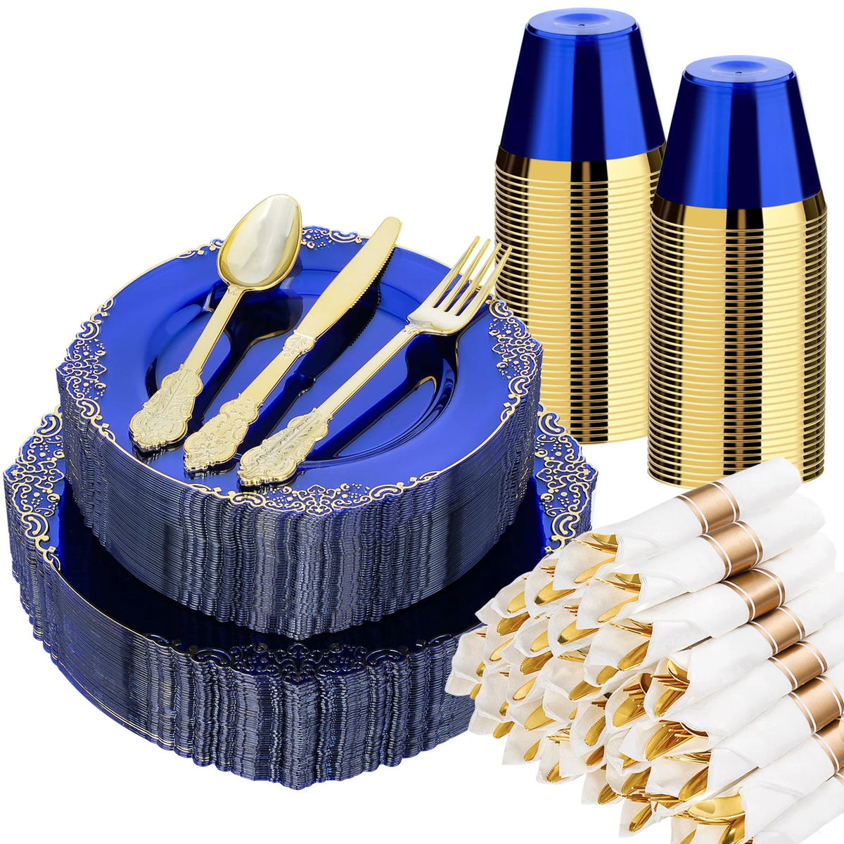 Elegant Vintage Dinnerware Set with Gold Rim