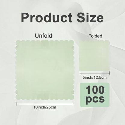 100-Pack 2-Ply 5 x 5 Inches Scalloped Disposable Napkins for Wedding, Birthday, Valentine's Day, and Baby Christening Party Decorations