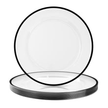 Goodluck 12 Inch Disposable Clear with Black Rim Plastic Charger Plates