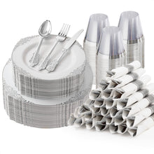Goodluck Disposable Retro Silver Plastic Dinnerware Sets