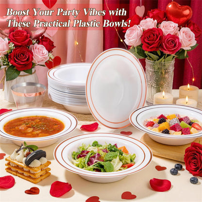 12-Ounce Disposable Bowls with Double Rims for Parties