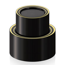 Goodluck Premium Disposable Black with Gold Rim Plastic Plates Set for Party, Wedding, Holiday, and Halloween