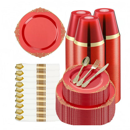 Elegant Vintage Dinnerware Set with Gold Rim