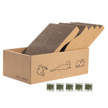 5 PCS Cat Scratcher with Box, Reversible Cat Scratchers for Indoor Cats, Cardboard Cat Scratcher with Catnip, 2 Curved and 3 Flat Boards for Scratching Bed