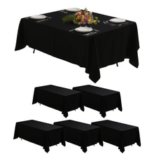 Goodluck 90 x 132 Inch Reusable Machine Washable Cover Rectangular Black Polyester Table Cloth for Wedding, Birthday, Party, Banquet, and Event Decoration