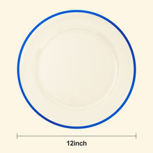 Goodluck 12 Inch Disposable Clear with Blue Rim Charger Plates for Party, Wedding, Dinner