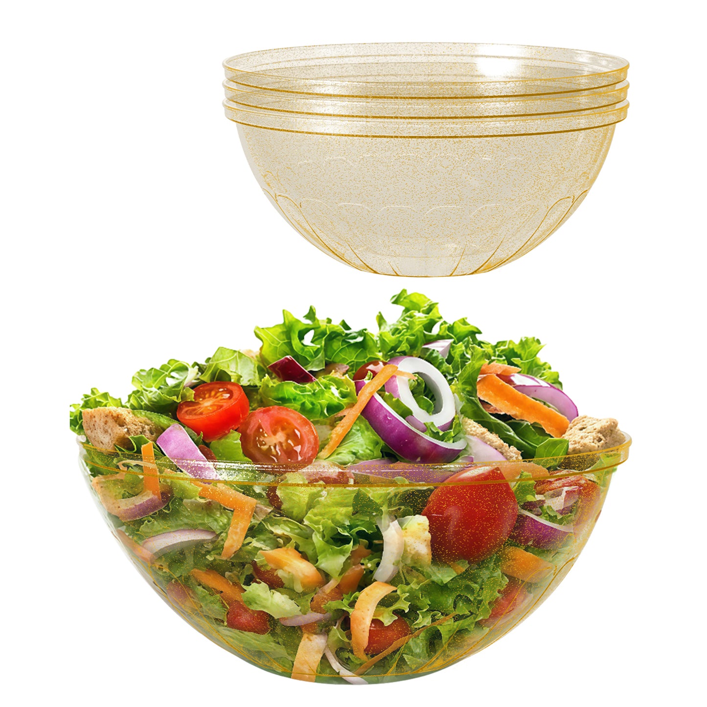 4 Pack 150 Ounce Disposable Plastic Serving Bowls for Chips, Salad, Candy, Snacks