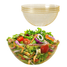 Goodluck 4 Pack 150oz Reusable Glitter Gold Plastic Serving Bowls for Party for Salad, Snacks, Candy Dishes