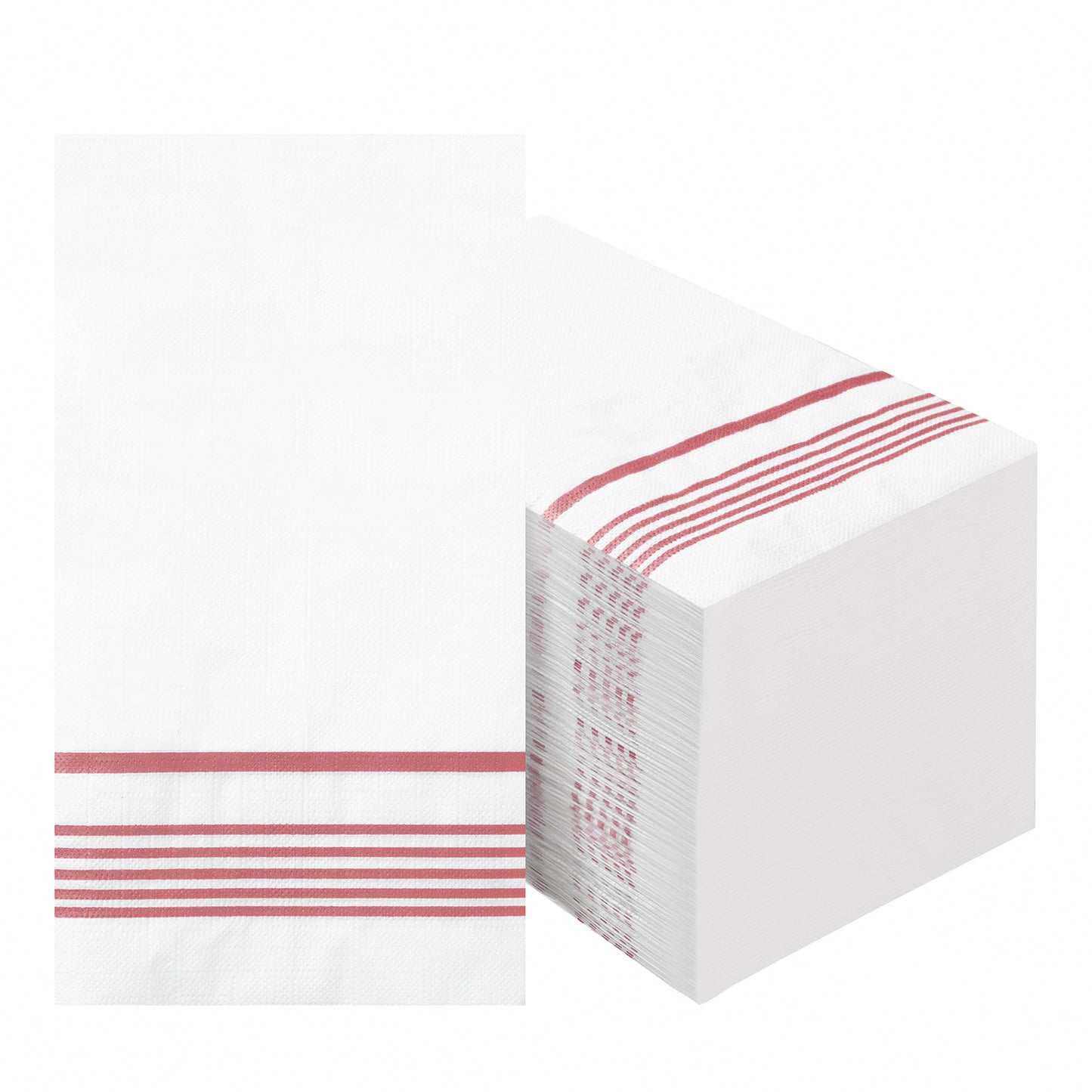 Goodluck 100 Pack 3-Ply Disposable Soft Absorbent Paper Napkins with Rose Gold Trim Lined for Dinners, Kitchen or Events