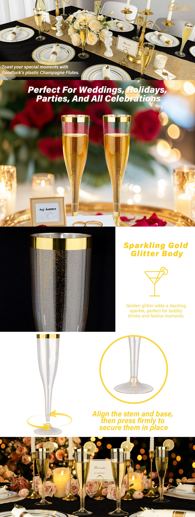 Gold-Glitter / 36 PCS