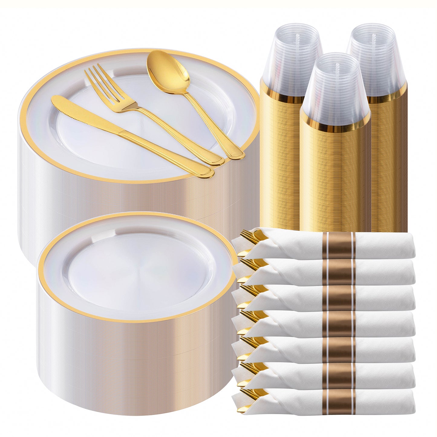 Durable Disposable Clear Plastic Dinnerware Set with Single-Rim Design
