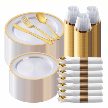 Durable Disposable Clear Plastic Dinnerware Set with Single-Rim Design