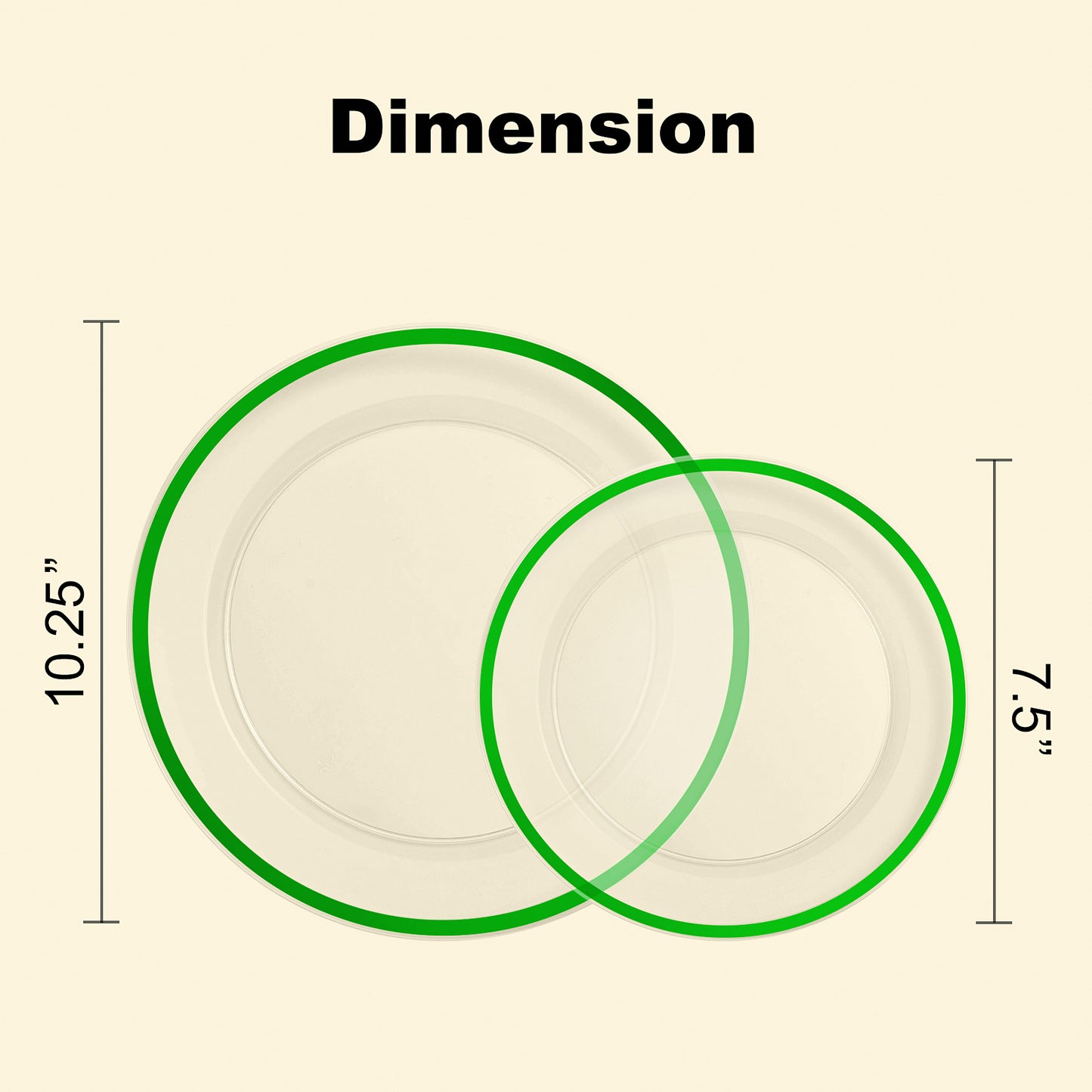 Goodluck 200PCS Disposable  Green and Clear Plastic Plates Set with 100 Dinner Plates and 100 Dessert Plates for Party, St. Patrick's Day