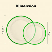 Goodluck 200PCS Disposable  Green and Clear Plastic Plates Set with 100 Dinner Plates and 100 Dessert Plates for Party, St. Patrick's Day