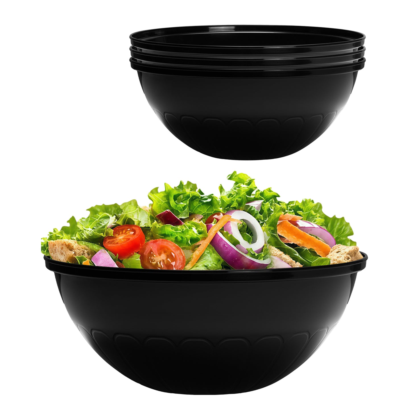 4 Pack 150 Ounce Disposable Plastic Serving Bowls for Chips, Salad, Candy, Snacks