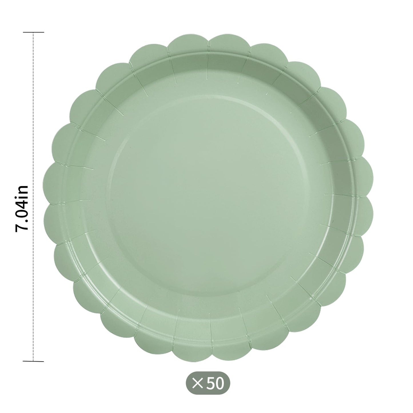 50 PCS 7 in Scalloped Disposable Dessert Plates for Wedding, Baby Shower, Birthday Party