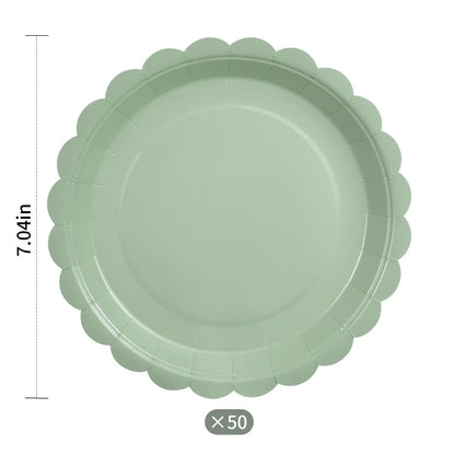 50 PCS 7 in Scalloped Disposable Dessert Plates for Wedding, Baby Shower, Birthday Party