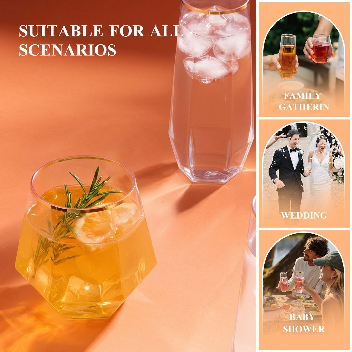 BPA-Free Shatterproof Plastic Wine Glasses Set for Weddings, Parties & Events
