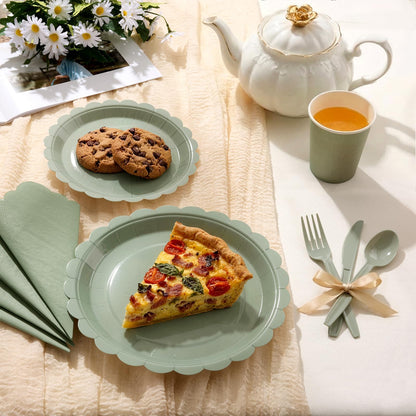Fancy Disposable Paper Dinnerware Set for Birthday, Wedding, Bridal, and Baby Shower
