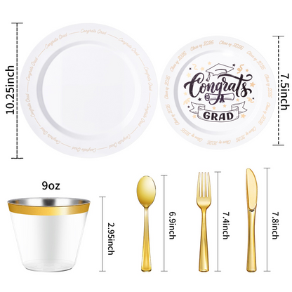 Elegant Parties Dinnerware Set with Pre-Rolled Napkins,Impress Your Guests