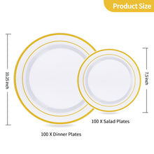 Goodluck Heavy Duty Disposable White and Gold Plastic Plates