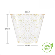 Goodluck 9 oz Disposable Gold Glitter Plastic Cups