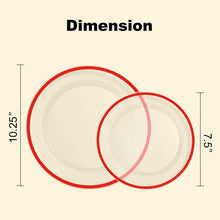 Goodluck 200PCS Disposable Clear with Red Rim Plastic Plates for Party, Christmas, Valentine's Day