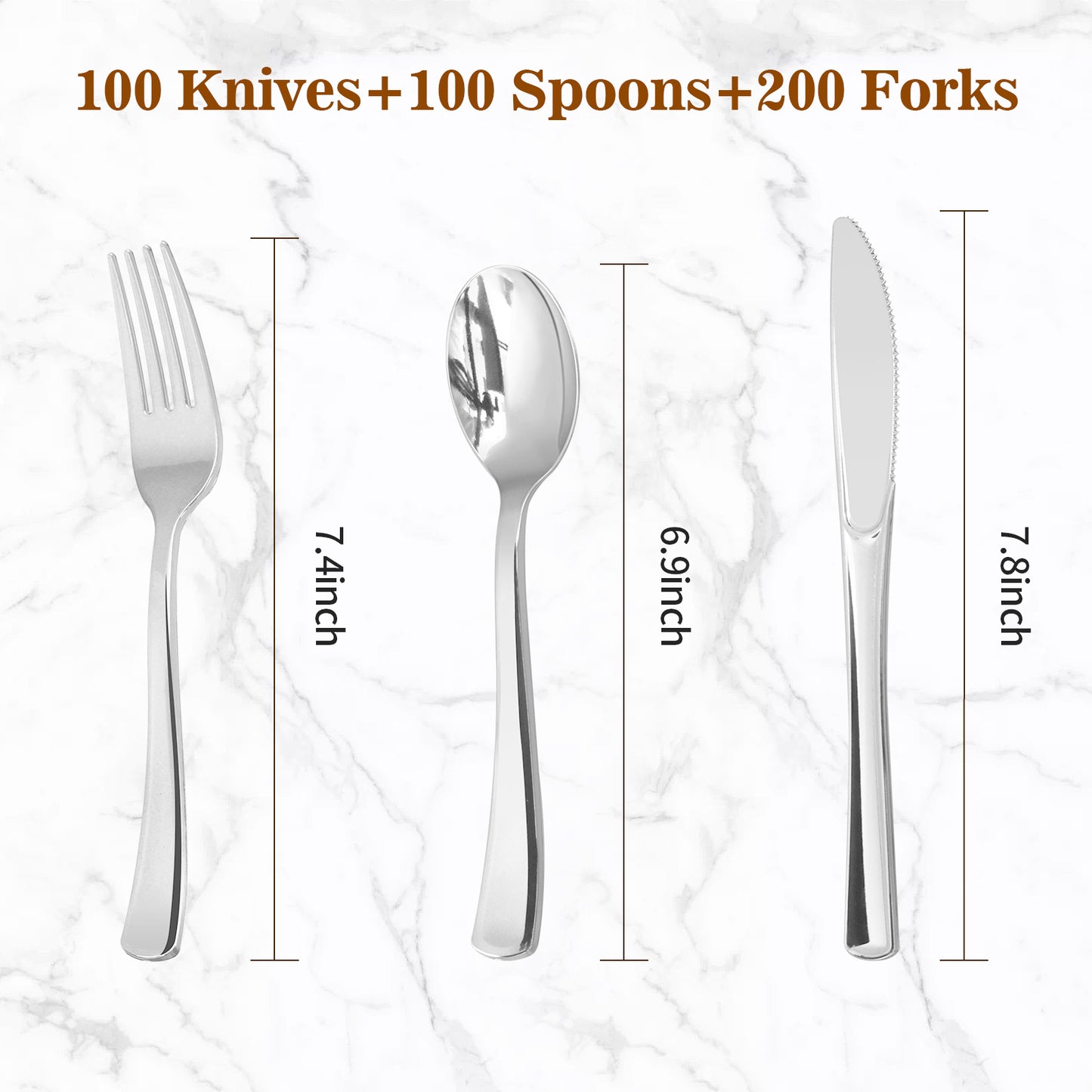 Goodluck 400PCS  Disposable Heavy Duty Silver Utensils for Party, Christmas, Birthday, Catering, and Daily Use