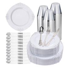 Goodluck Disposable Retro Silver Plastic Dinnerware Sets