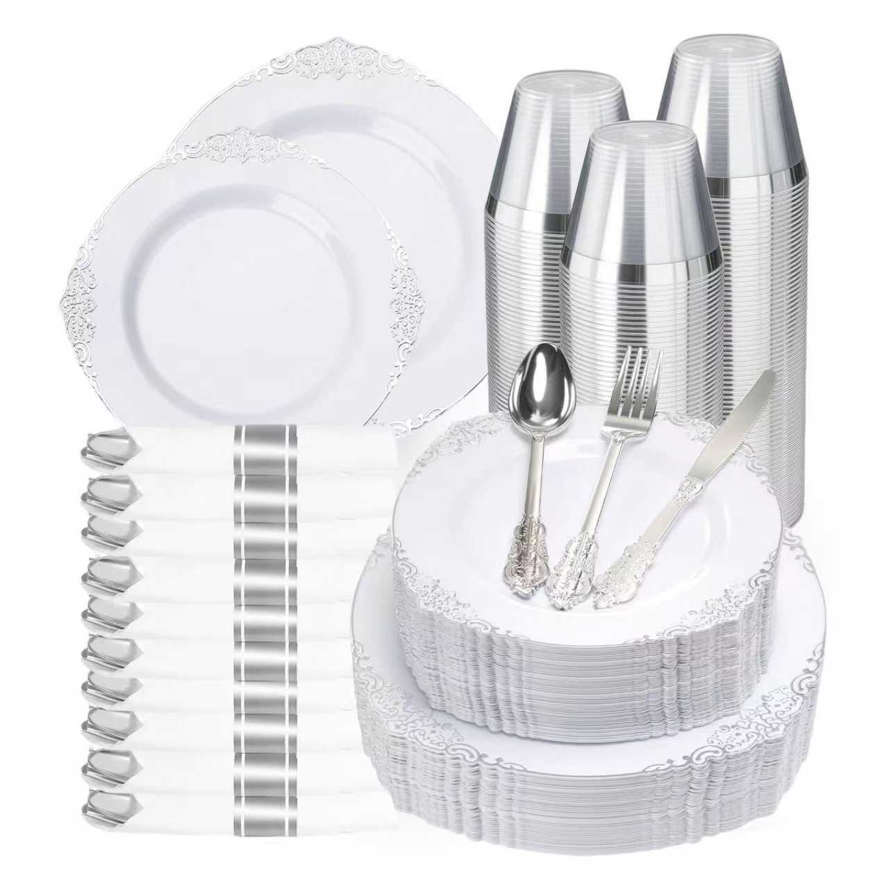 Make Parties Look Better with Disposable Retro Silver Plastic Dinnerware Sets