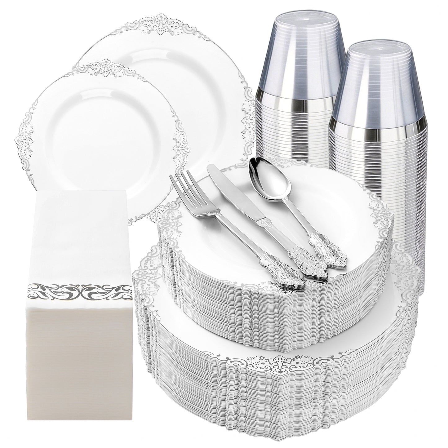 Disposable Retro Dinnerware Set for Party, Wedding