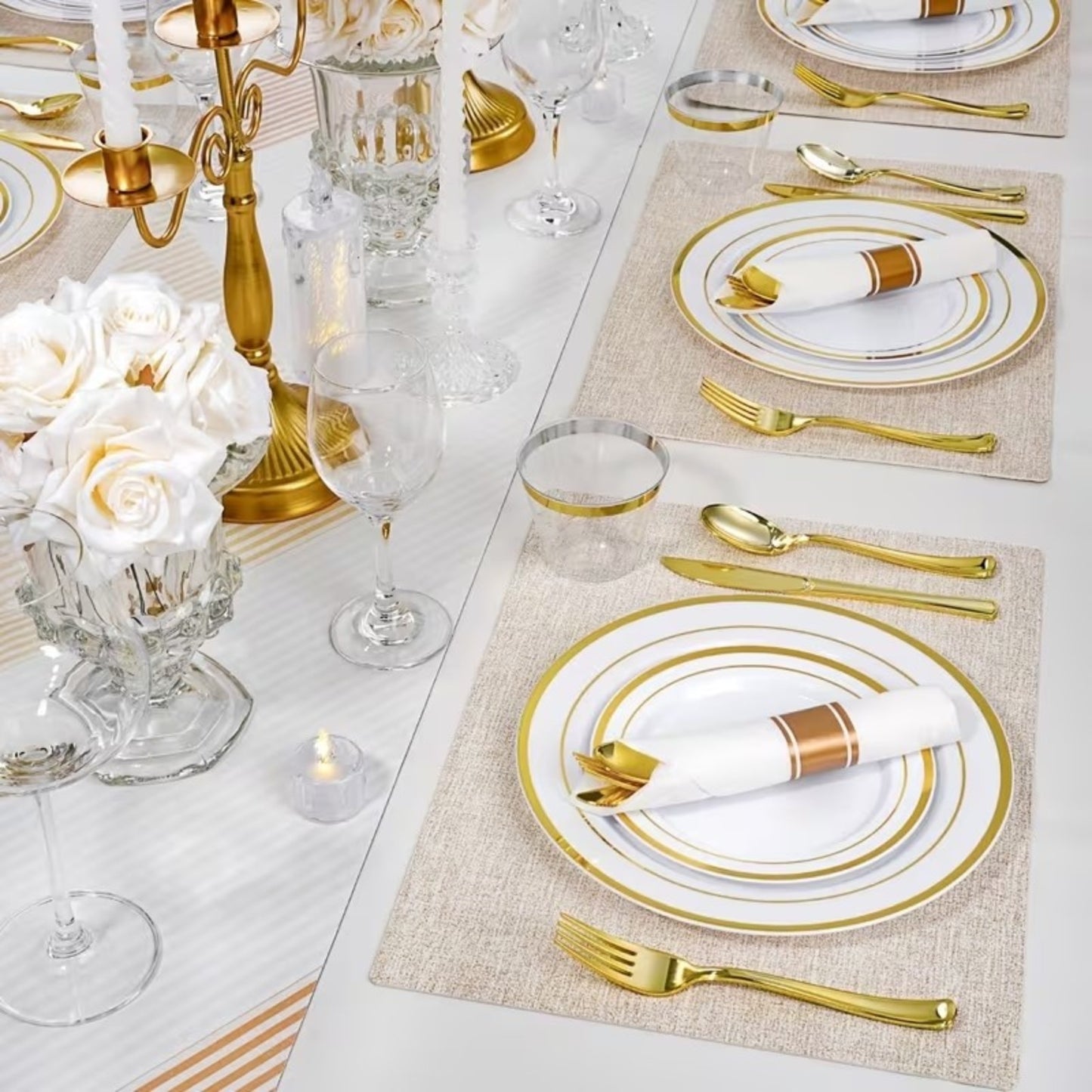 Elegant Parties Dinnerware Set with Napkins,Impress Your Guests