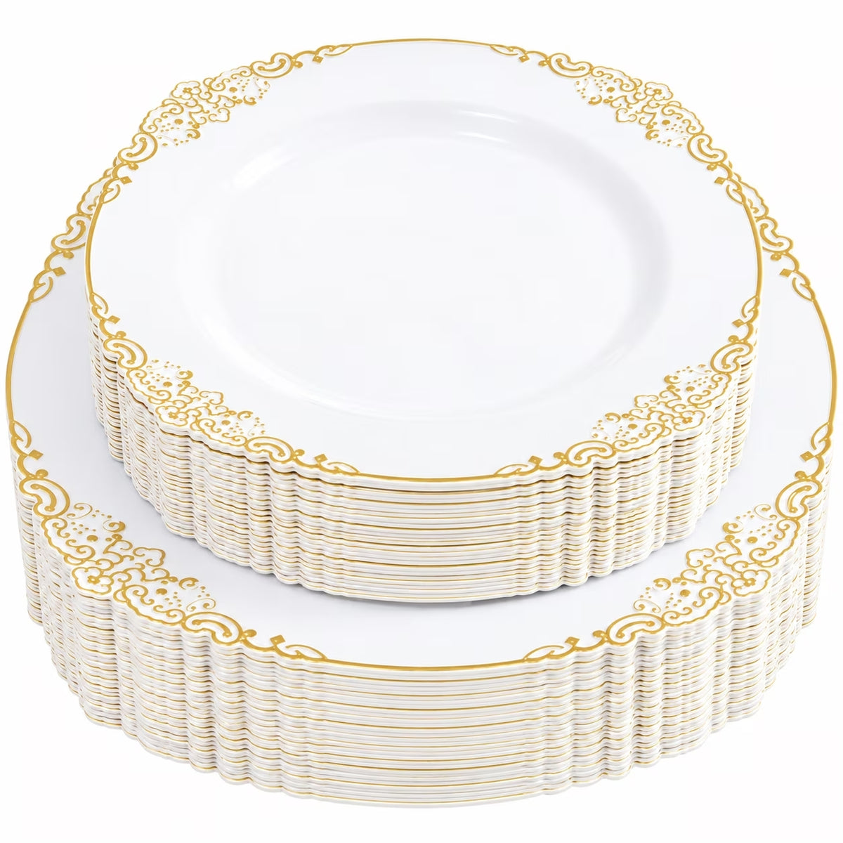 Retro Plastic Dinner & Dessert Plates Set