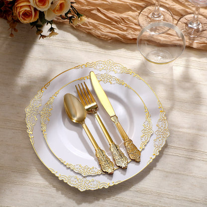 Retro Plastic Dinner & Dessert Plates Set