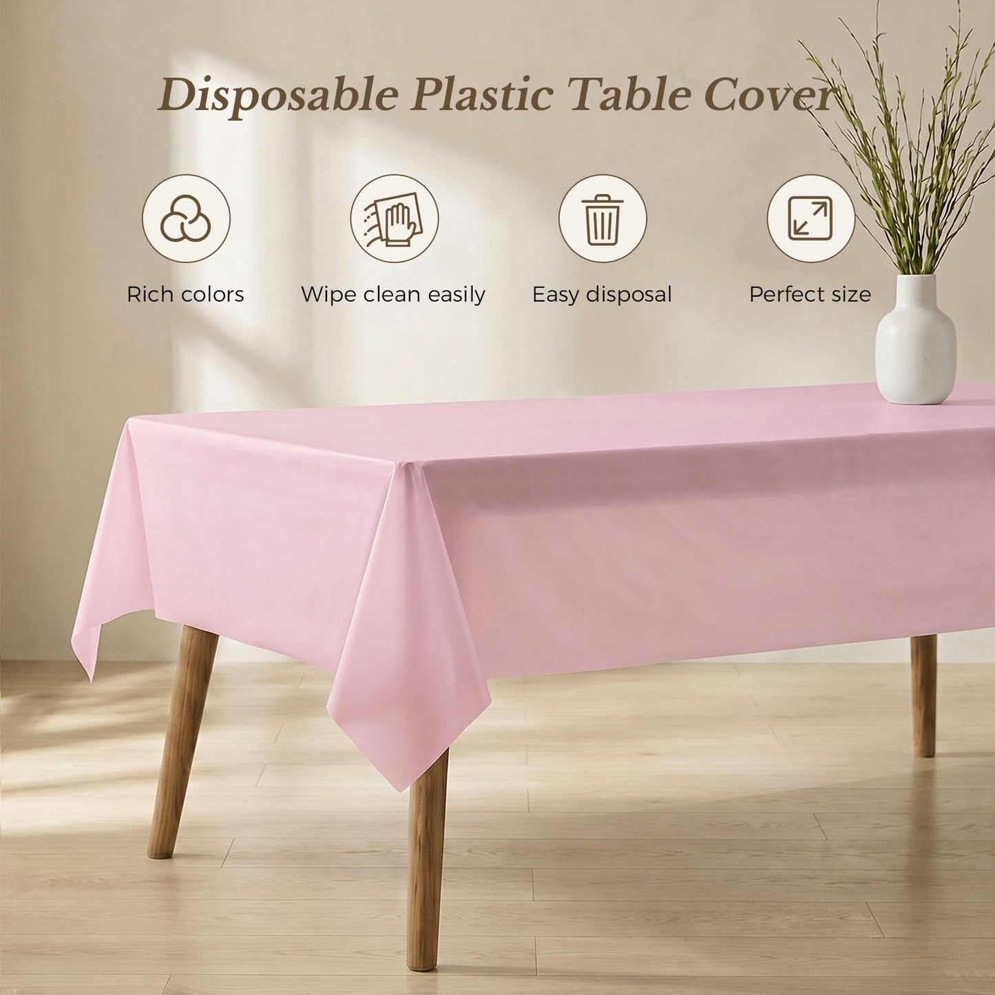 54 x 108 Inch Rectangle Disposable Plastic Tablecloth for Party, Picnic, and Barbecue