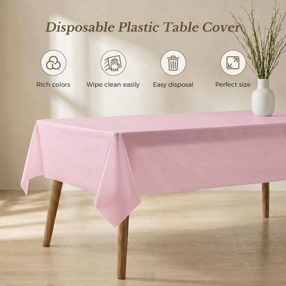 54 x 108 Inch Rectangle Disposable Plastic Tablecloth for Party, Picnic, and Barbecue