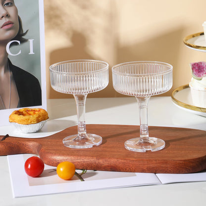 Goodluck 4-Tier Champagne Tower - 20 PCS 7oz Clear Plastic Champagne Flutes, Butterfly Shape with Vertical Stripes for Weddings, Celebrations, Parties & Birthdays