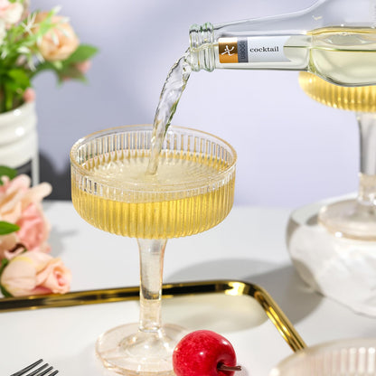 Goodluck 4-Tier Champagne Tower - 20 PCS 7oz Glitter Gold Plastic Champagne Flutes, Butterfly Shape with Vertical Stripes for Weddings, Celebrations, Parties & Birthdays