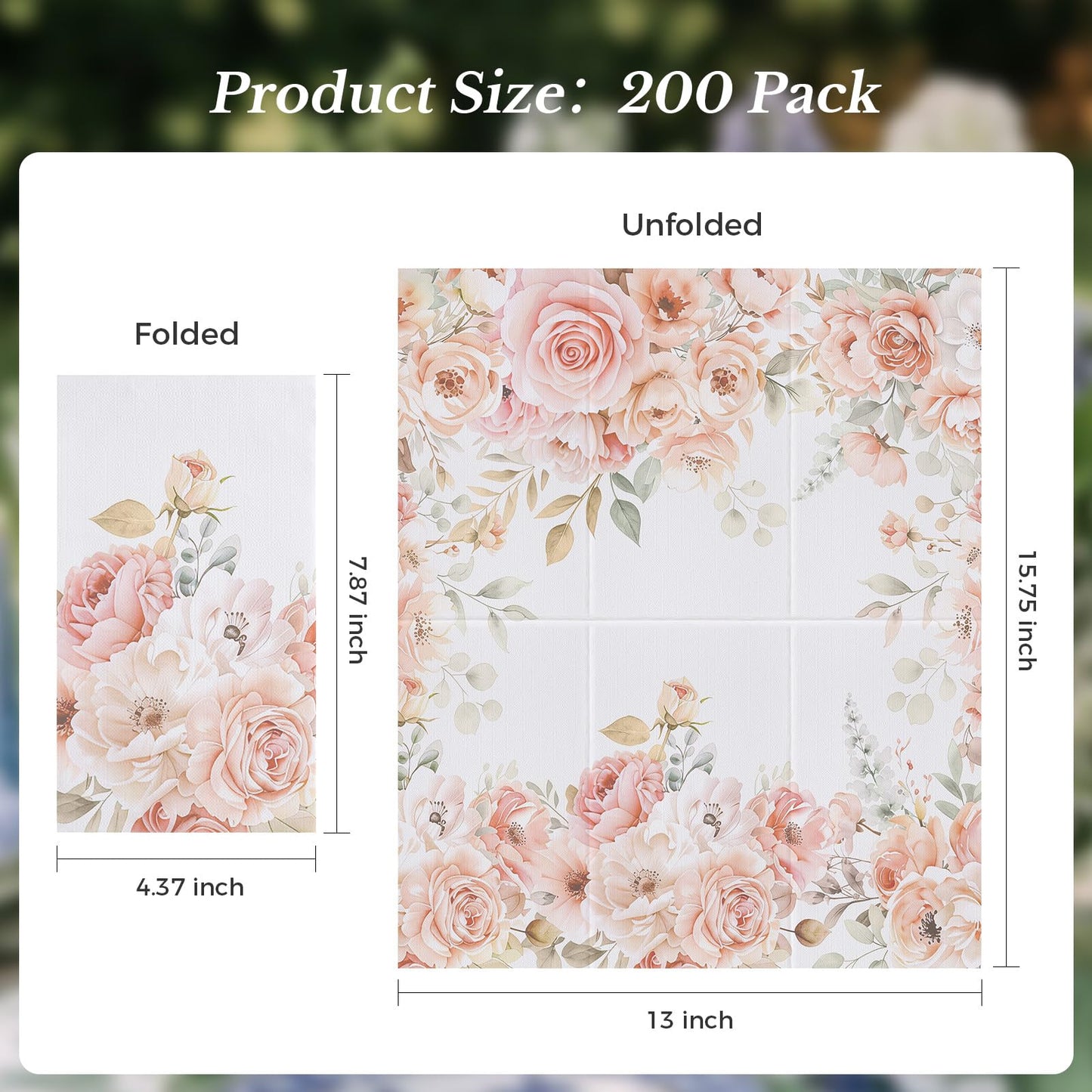 2-Ply Soft Vintage Rustic Botanical Absorbent Guest Napkins for Wedding, Bridal Shower, Tea Party, Kitchen and Guest Room