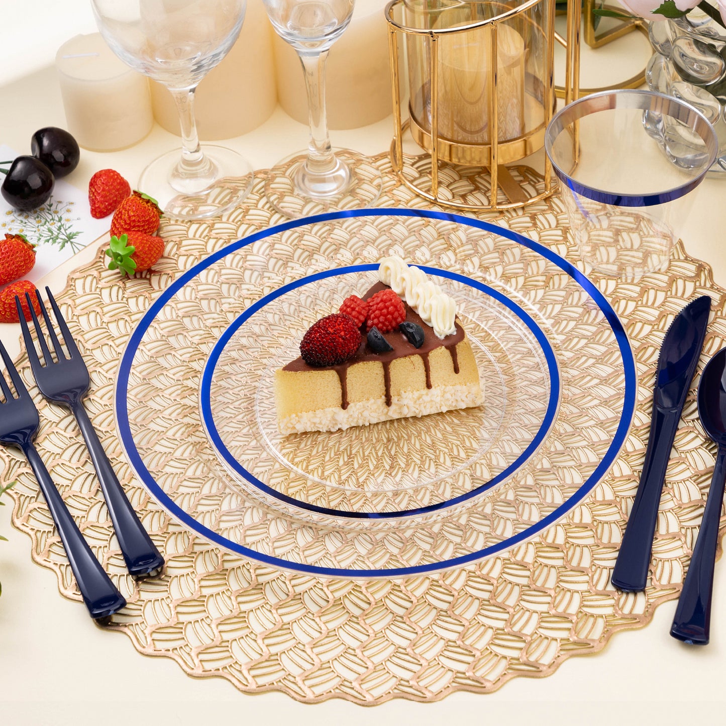 Clear with Single Rim Heavy-Duty Plastic Plates for Parties and Daily Use