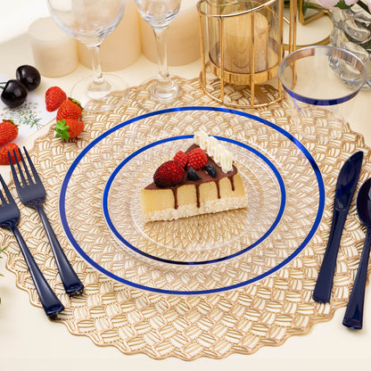 Clear with Single Rim Heavy-Duty Plastic Plates for Parties and Daily Use